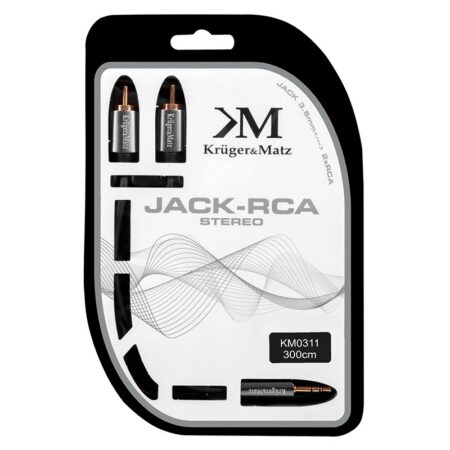 Cablu Jack audio 3.5 mm la 2x RCA 3m STEREO Profesional Kruger&Matz - imagine 2