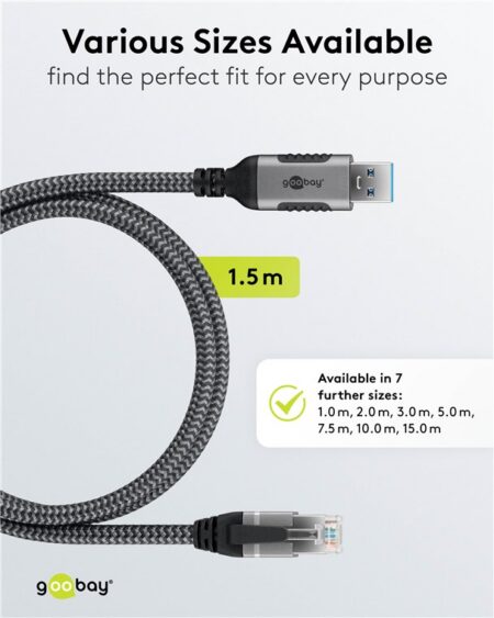 Cablu LAN Ethernet USB-A 3.0 la RJ45 1.5m CAT6 Gbit/s negru Goobay 70497 - imagine 4