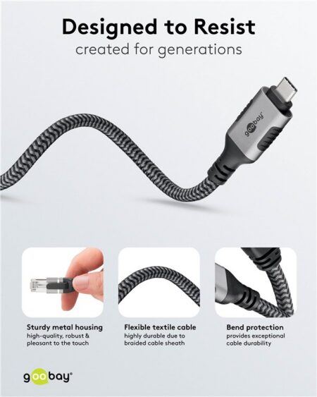 Cablu LAN Ethernet USB-C 3.1 la RJ45 1.5m Cat6 compatibil si pt. Apple Thunderbolt 3 negru Goobay 70697 - imagine 2