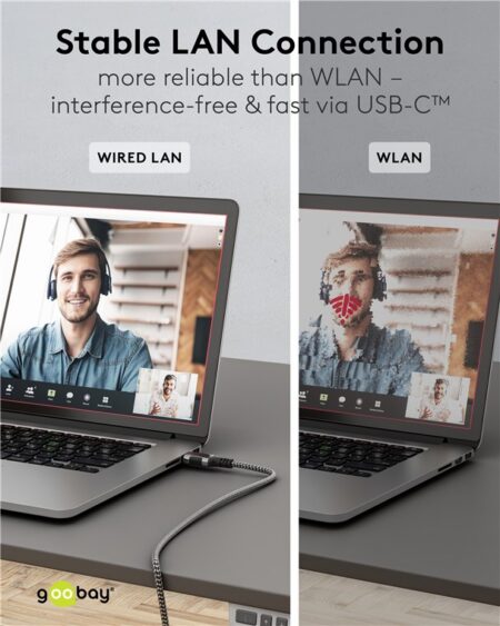 Cablu LAN Ethernet USB-C 3.1 la RJ45 1.5m Cat6 compatibil si pt. Apple Thunderbolt 3 negru Goobay 70697 - imagine 4