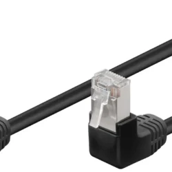 Cablu Patch CAT5e 2x RJ45 90 FTP 0.5m negru pentru Conectare retea /Ecranat /Protectie la indoire 96077 Goobay