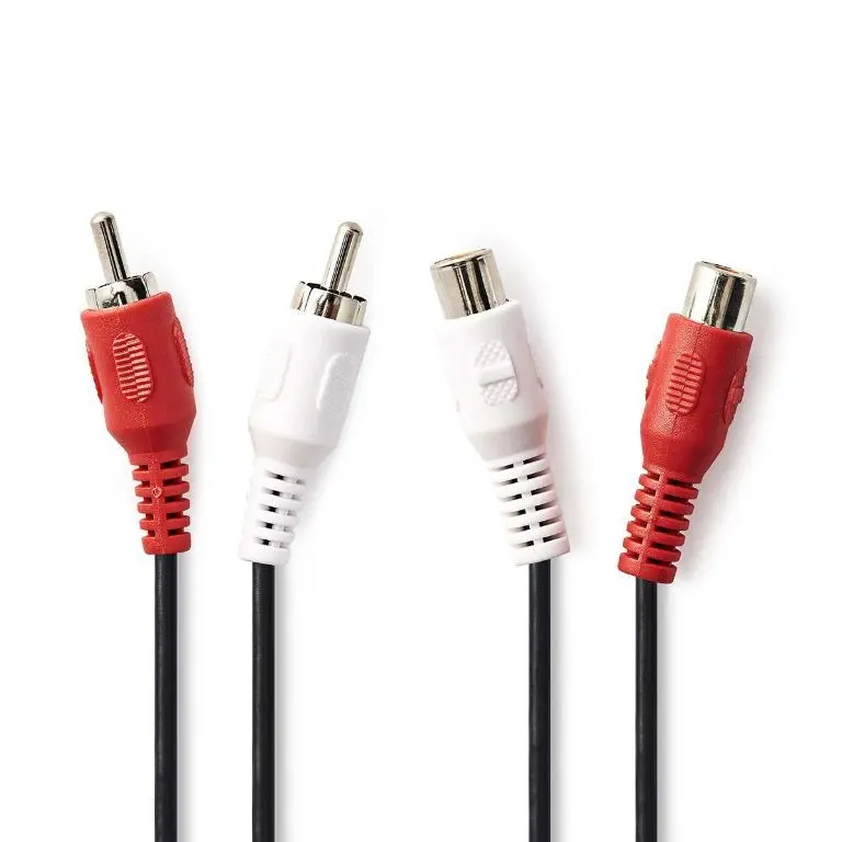 Cablu prelungitor audio stereo Nedis CAGP24205BK20 2x RCA tata - 2x RCA mama 2m negru