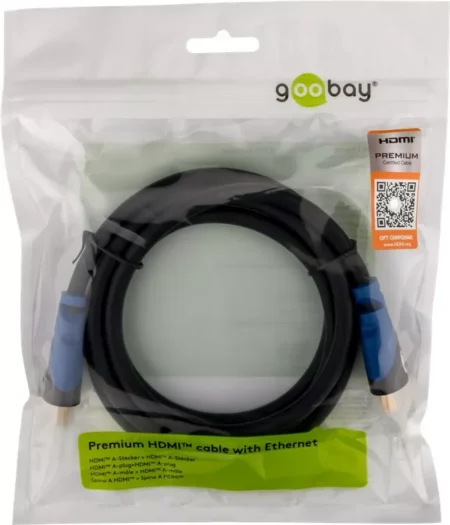 Cablu PREMIUM HIGH SPEED HDMI Ethernet HDMI v2.0b 0.5m Goobay - imagine 2
