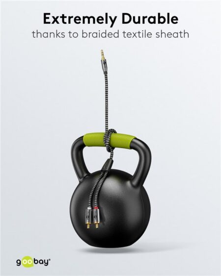 Cablu stereo premium extrem de flexibil textil 1m Jack 3.5 mm tata - 2x RCA tata negru Goobay Plus 65285 - imagine 9