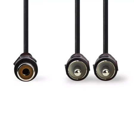 Cablu Subwoofer Nedis 2x RCA tata - RCA mama 0.2m negru - imagine 2