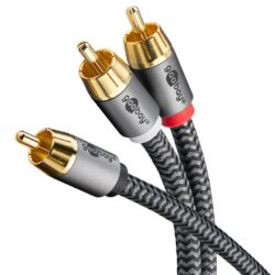 Cablu subwoofer premium flexibil RCA Y 2m RCA tata - 2x RCA tata negru Goobay Plus 65300