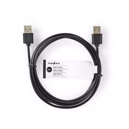Cablu USB 2.0 Nedis USB A tata - USB A tata 2m negru - imagine 3