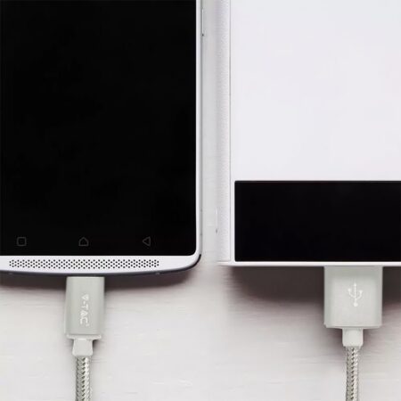 Cablu USB TYPE C 1m argintiu 2.4A PLATINUM EDITION V-Tac SKU-8492 - imagine 2