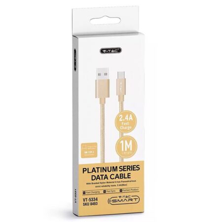 Cablu USB TYPE C 1m auriu 2.4A PLATINUM EDITION V-Tac SKU-8493 - imagine 4
