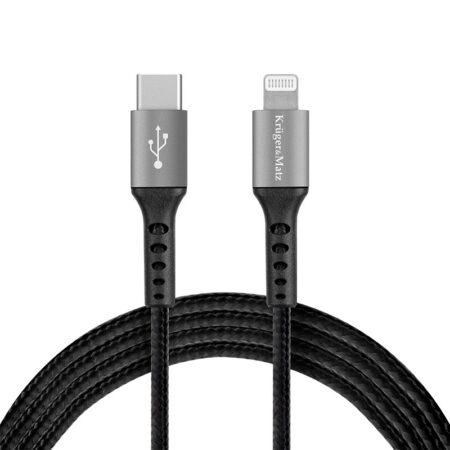 Cablu USB type C - Lightning certificat MFI 1m 3A bumbac OFC Kruger&Matz - imagine 2