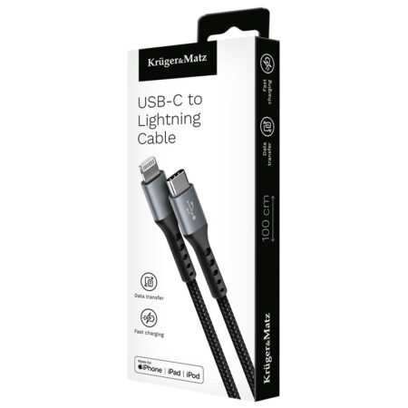 Cablu USB type C - Lightning certificat MFI 1m 3A bumbac OFC Kruger&Matz - imagine 3