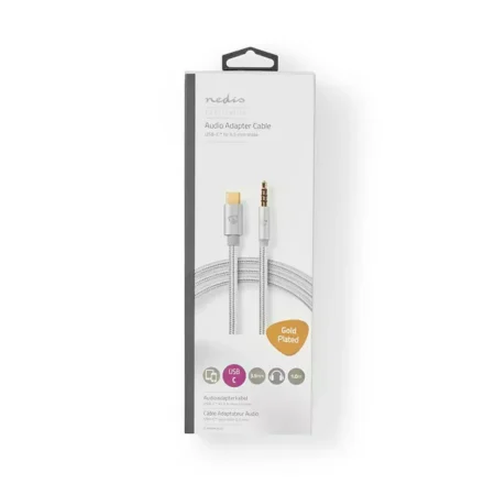 Cablu USB TYPE C tata - Jack 3.5 mm tata 1m aurit argintiu Nedis - imagine 3