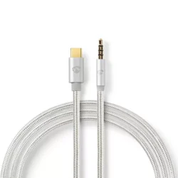 Cablu USB TYPE C tata - Jack 3.5 mm tata 1m aurit argintiu Nedis