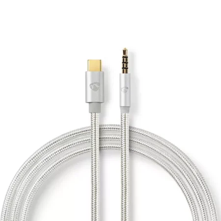 Cablu USB TYPE C tata - Jack 3.5 mm tata 1m aurit argintiu Nedis