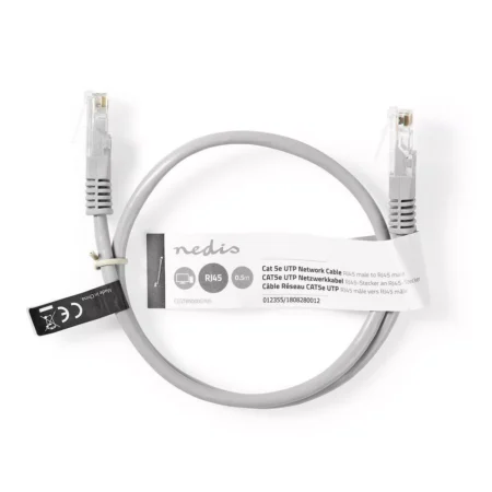 Cablu UTP Nedis Cat5e mufat 0.5m patch cord gri - imagine 3
