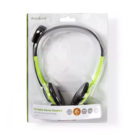 Casti PC On-Ear Nedis 2x3.5 mm 2m verde cu microfon - imagine 3