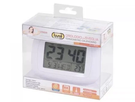 Ceas de masa cu alarma termometru alb Trevi - imagine 2