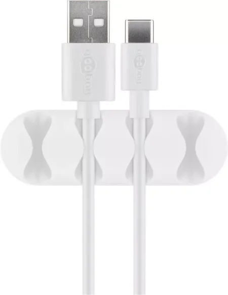 Cleme pentru gestionarea cablurilor cu 4 sloturi Goobay set 2buc alb - imagine 3