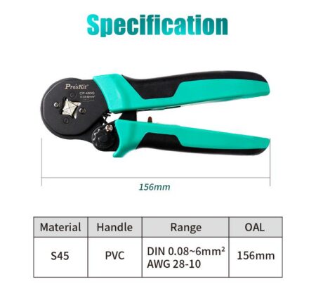 Cleste sertizat profil patrat 156mm Pro`sKit CP-460G - imagine 4