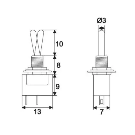 Comutator cu brat 1 circuit 3A 250V OFF-ON 09016 cu retinere - imagine 2