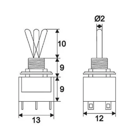 Comutator cu brat 2 circuit 3A 250V ON-OFF-ON cu retinere - imagine 2