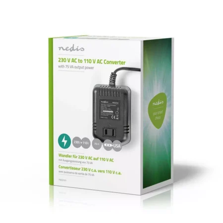 Convertor de tensiune 220V-110V 75W iesire USA Nedis - imagine 2