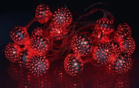 Ghirlanda electrica luminoasa decorativa cu felinar 20 LEDuri rosii cablu transparent WELL - imagine 2