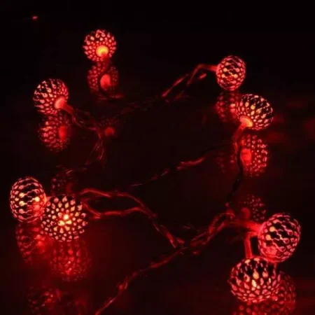 Ghirlanda electrica luminoasa decorativa cu felinar 20 LEDuri rosii cablu transparent WELL - imagine 3