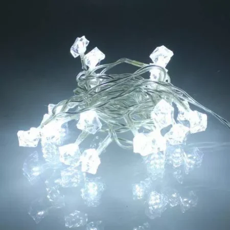 Ghirlanda electrica luminoasa decorativa forma diamant 20 LED albe lumina rece cablu transparent WELL - imagine 3