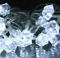 Ghirlanda electrica luminoasa decorativa forma diamant 20 LED albe lumina rece cablu transparent WELL