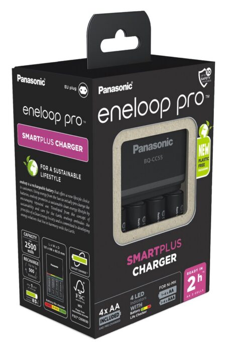 Incarcator Eneloop pro Panasonic SMARTPLUS & Quick NiMH + inclus 4x AA R6 PRO 2500mAh K-KJ55HCD40E - imagine 2