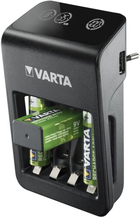 Incarcator Varta 57687 AA/AAA 9V NiMH port USB +4 acumulatori AA 2100 mAh - imagine 3
