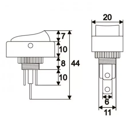Interupator basculant 1 circuit 12V 20A OFF-ON LED galben cu retinere 2 pini 09047SA - imagine 2