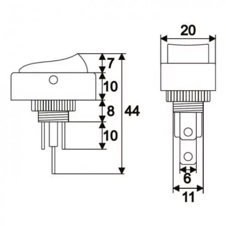 Interupator basculant 1 circuit 12V 20A OFF-ON LED rosu cu retinere 2 pini - imagine 2