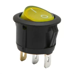 Interupator basculant 1 circuit 6A 250V ON-OFF 3 pini galben cu retinere