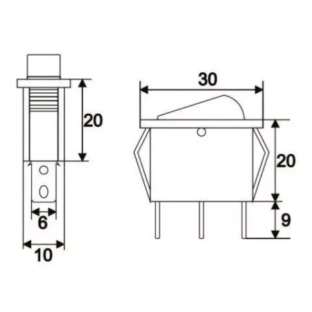 Interupator basculant 3 pini 1 circuit 10A 250V OFF-ON lumina verde cu retinere - imagine 2