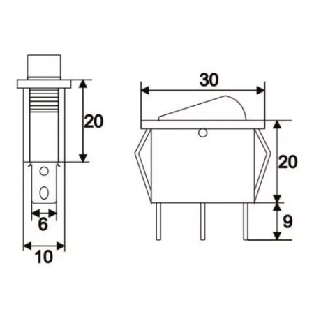 Interupator basculant 3 pini 1 circuit 10A 250V OFF-ON rosu cu retinere - imagine 2