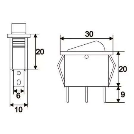 Interupator basculant 3 pini 1 circuit 10A OFF-ON albastru cu retinere - imagine 2