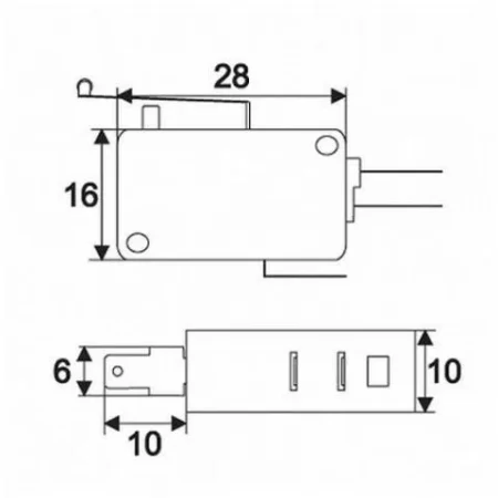 Microinterupator 1 circuit 16A 250V ON-ON cu lamela 30mm si rola 28x16x10mm 09009 - imagine 2