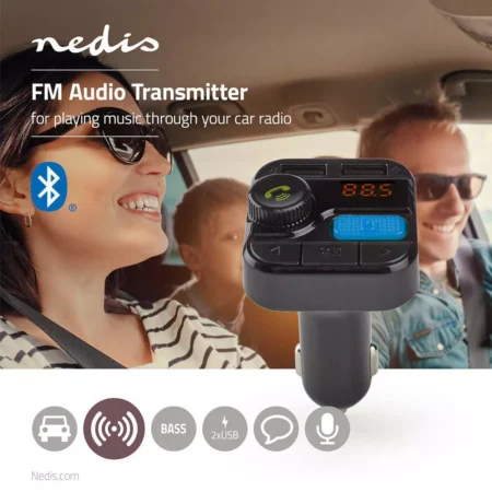 Modulator FM Nedis Hands-Free Bluetooth MicroSD Control vocal 2x USB - imagine 2