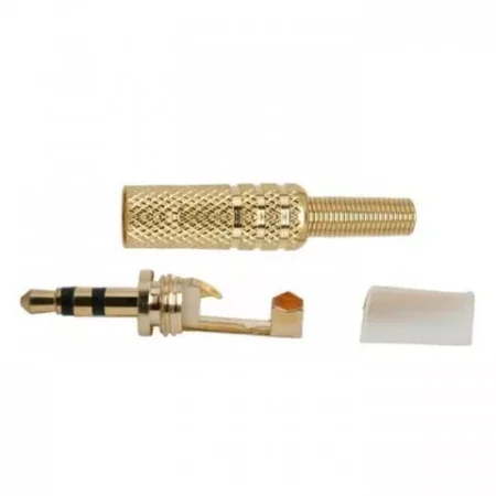 Mufa 3.5 mm stereo tata metal aurit cu protector cablu - imagine 2