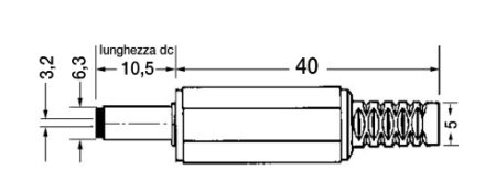 Mufa alimentare DC tata pe cablu 6.3x1.3 mm cu protectire cablu negru GBC 29.0483.00 - imagine 2
