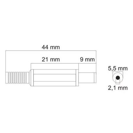 Mufa DC 2.1x5.5mm tata pe fir cu protector de cablu - imagine 3
