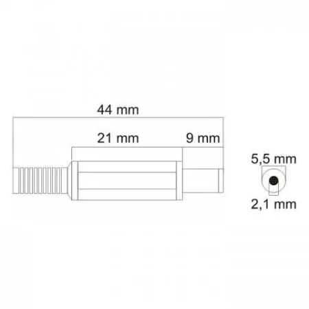 Mufa DC 2.1x5.5mm tata pin 9mm cu protector cablu Goobay - imagine 2