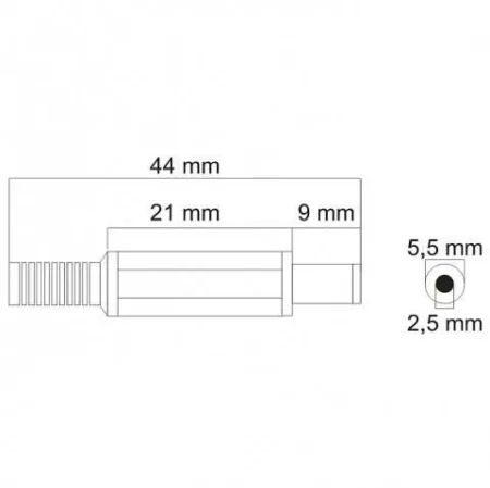 Mufa DC 5.5x2.5 mm tata cu protector - imagine 3
