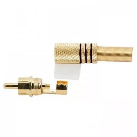 Mufa RCA aurita inel negru tata cablu maxim 6mm - imagine 2