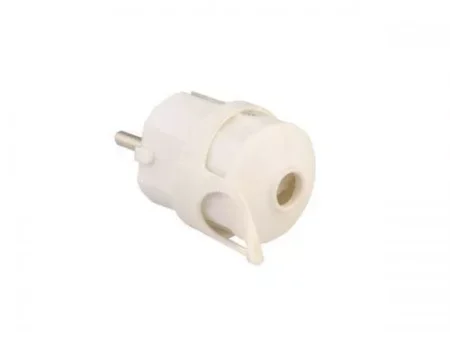 Mufa tata Stecher Schuko cu inel de prindere iesire dreapta alb 250V 16A Well