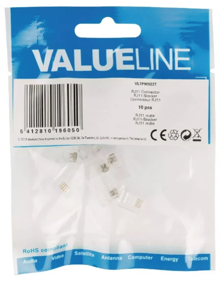 Mufa telefonica Conector transparent RJ11 tata 6p4c set 10buc Valueline - imagine 3