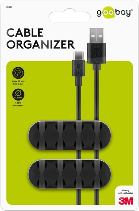 Organizator cabluri 4 sloturi negru set 2buc Goobay 70406 - imagine 2