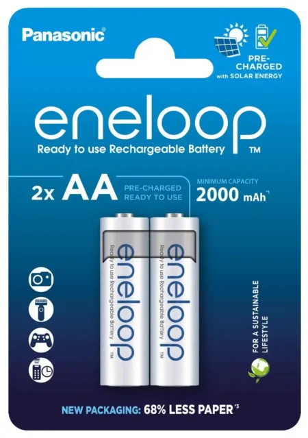 Panasonic Eneloop set acumulatori Ni-MH AA R6 2000mA 2100 cicluri 2buc BK-3MCDE/2BE 5410853064176 - imagine 2